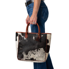 Huntley Equestrian Hair On Hide Cow Leather Tote Handbag - Huntley Equestrian