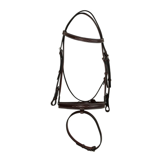 Huntley Equestrian Sedgwick Fancy Stitched Fixed Flash Noseband Bridle With Reins - Huntley Equestrian