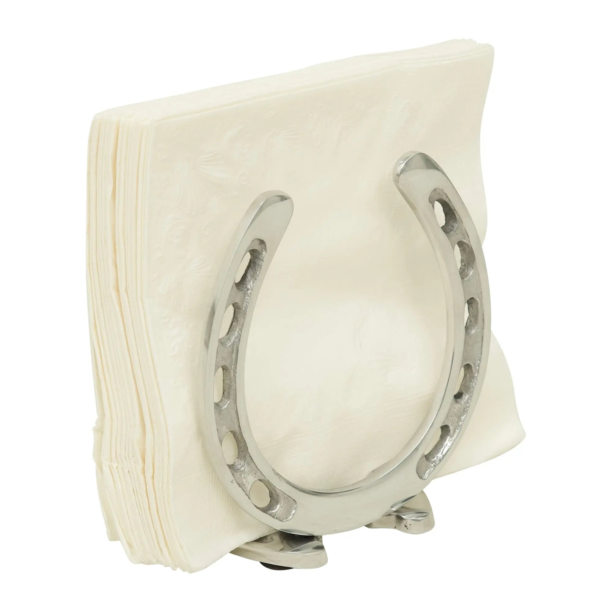 Huntley Horse Shoe Napkin Holder, Aluminum Silver Finish Huntley Equestrian