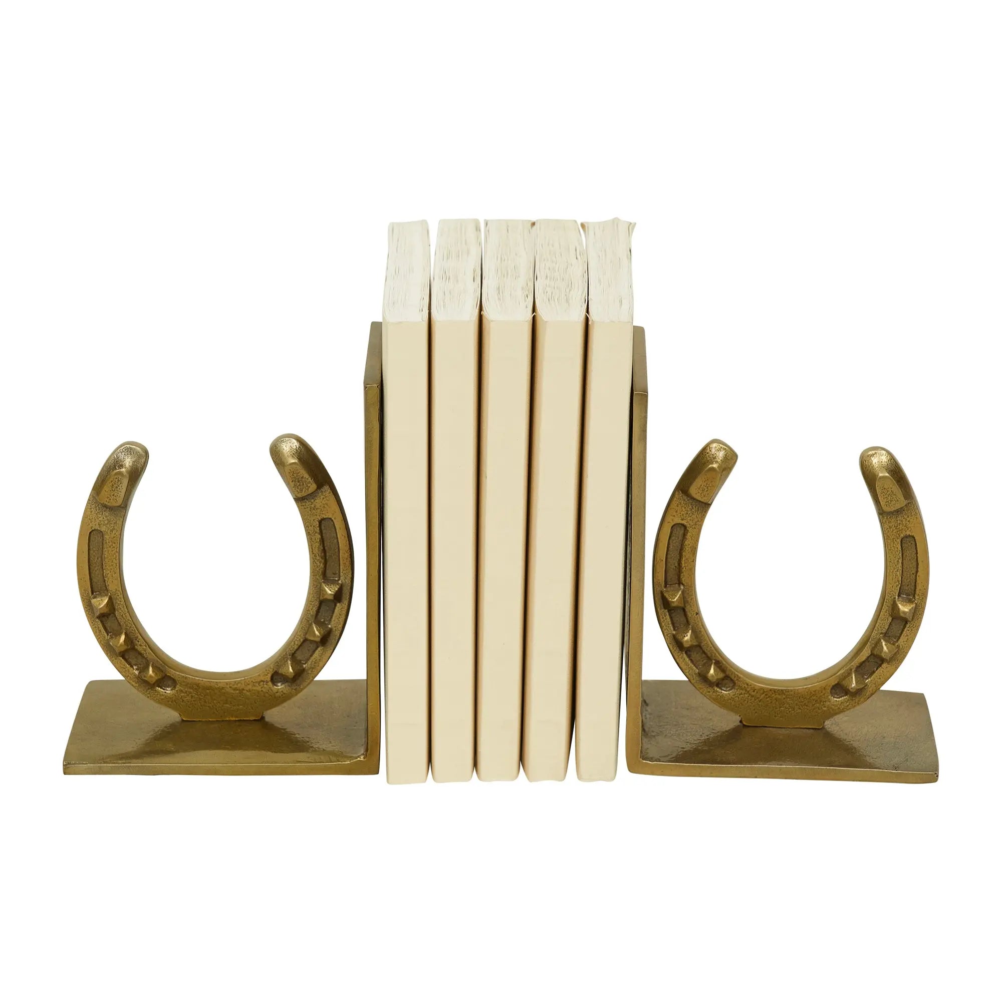 Huntley Horse shoe Bookends, Pair, Brass Antique Finish Huntley Equestrian