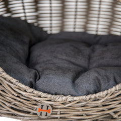 Huntley Pet Wicker Cat Shaped Play House Pet Bed with Cushion - Huntley Equestrian